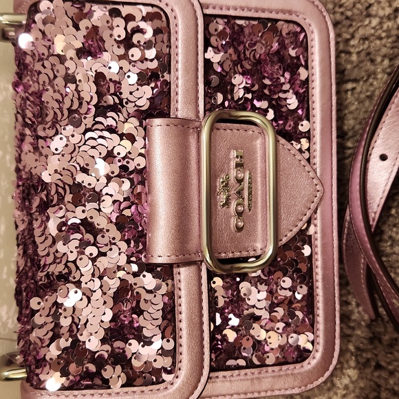 SOLD OUT NWT Coach Lilac Sequin Morgan Square Crossbody bag - Picture 6 of 16